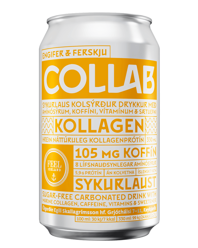 Collab Ginger Peach Collagen Energy Drink Icelandic