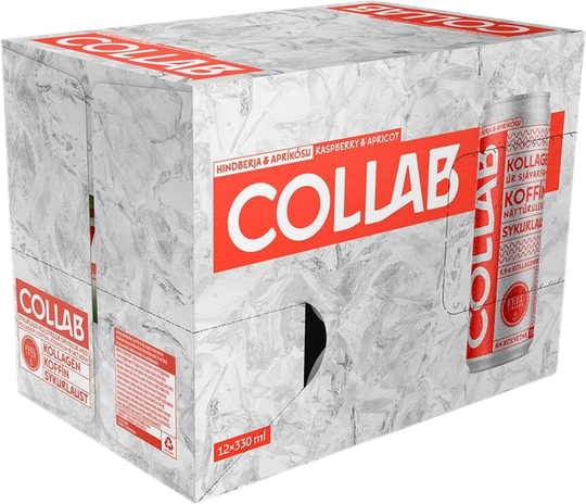 Collab Raspberry Apricot Collagen Energy Drink Icelandic 12pac