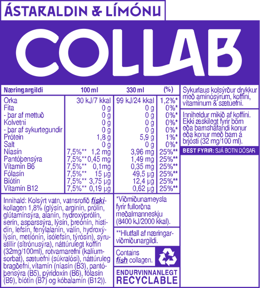 Collab Passion Fruit Lemon Ingredients Collagen Energy Drink Icelandic