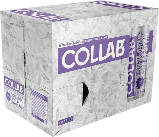 Collab Passion Fruit Lemon Collagen Energy Drink Icelandic 12pac