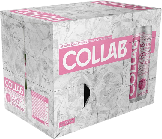 Collab Strawberry Lemon Collagen Energy Drink Icelandic 12pac