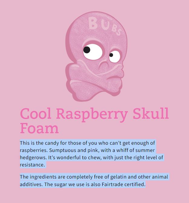 Bubs Cool Raspberry Foam Skull (Vegan)