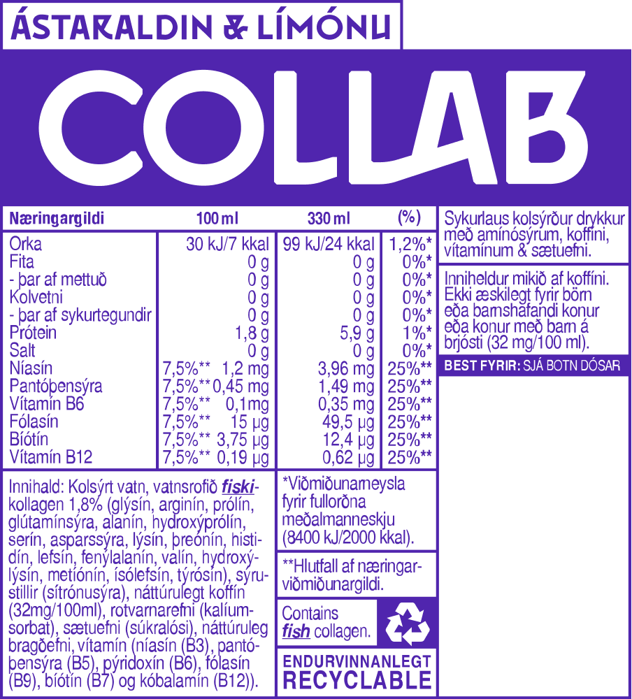 Collab Passion Fruit Lemon Ingredients Collagen Energy Drink Icelandic