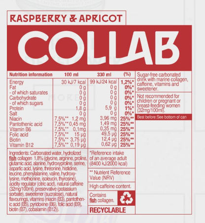 Collab Raspberry Apricot Ingredients Collagen Energy Drink Icelandic